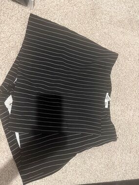 Black Pinstripe Mini Skort - Women